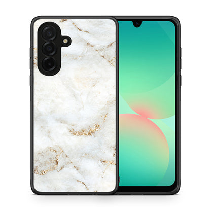 Θήκη Samsung Galaxy A26 5G White Gold Marble από τη Smartfits με σχέδιο στο πίσω μέρος και μαύρο περίβλημα | Samsung Galaxy A26 5G White Gold Marble case with colorful back and black bezels