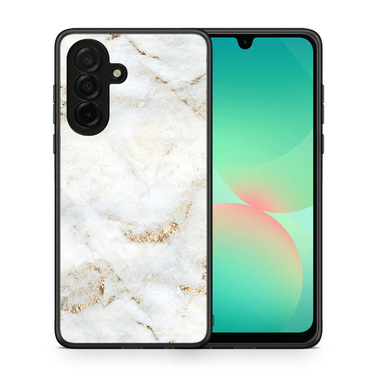 Θήκη Samsung Galaxy A26 5G White Gold Marble από τη Smartfits με σχέδιο στο πίσω μέρος και μαύρο περίβλημα | Samsung Galaxy A26 5G White Gold Marble case with colorful back and black bezels