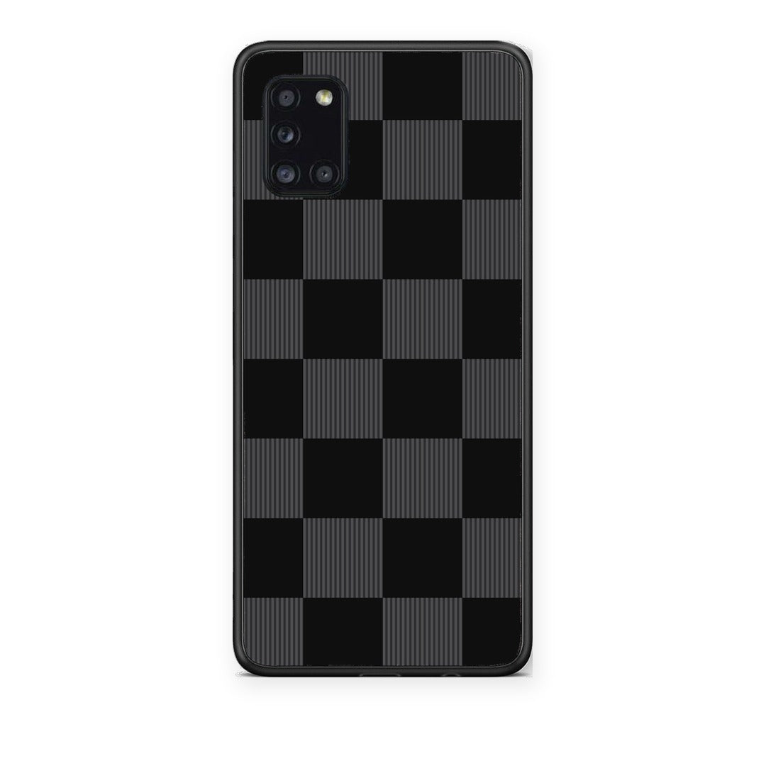 Θήκη Samsung Galaxy A31 Black and Charcoal Striped Checks από τη Smartfits με σχέδιο στο πίσω μέρος και μαύρο περίβλημα | Samsung Galaxy A31 Black and Charcoal Striped Checks case with colorful back and black bezels