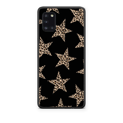 Θήκη Samsung Galaxy A31 Leopard Stars on Black από τη Smartfits με σχέδιο στο πίσω μέρος και μαύρο περίβλημα | Samsung Galaxy A31 Leopard Stars on Black case with colorful back and black bezels