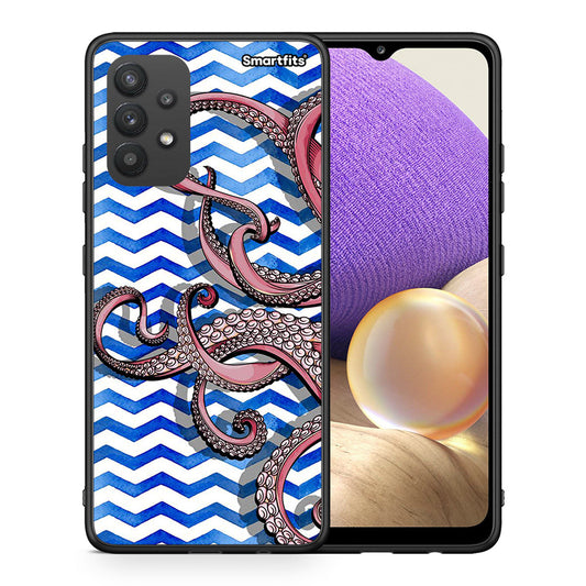 Θήκη Samsung A32 4G Chevron Devilfish από τη Smartfits με σχέδιο στο πίσω μέρος και μαύρο περίβλημα | Samsung A32 4G Chevron Devilfish case with colorful back and black bezels