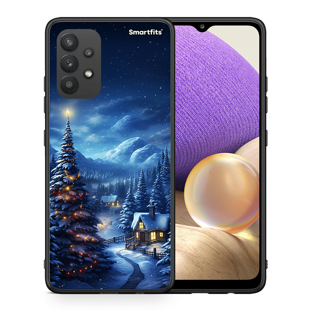 Θήκη Samsung A32 4G Christmas Scenery από τη Smartfits με σχέδιο στο πίσω μέρος και μαύρο περίβλημα | Samsung A32 4G Christmas Scenery case with colorful back and black bezels