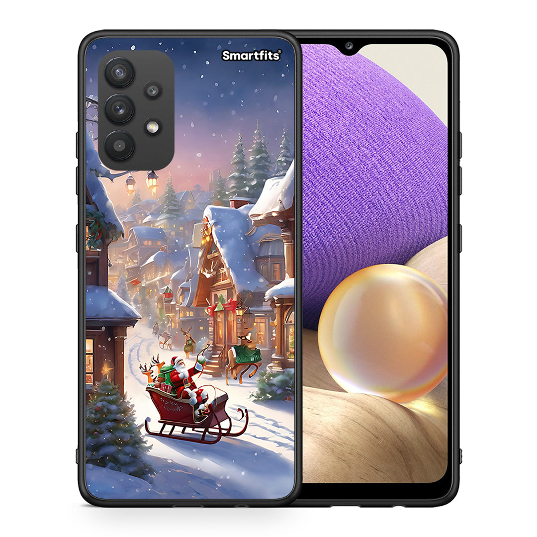 Θήκη Samsung A32 4G Christmas Snow από τη Smartfits με σχέδιο στο πίσω μέρος και μαύρο περίβλημα | Samsung A32 4G Christmas Snow case with colorful back and black bezels