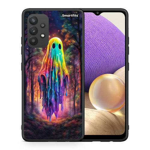 Θήκη Samsung A32 4G Halloween Ghost από τη Smartfits με σχέδιο στο πίσω μέρος και μαύρο περίβλημα | Samsung A32 4G Halloween Ghost case with colorful back and black bezels