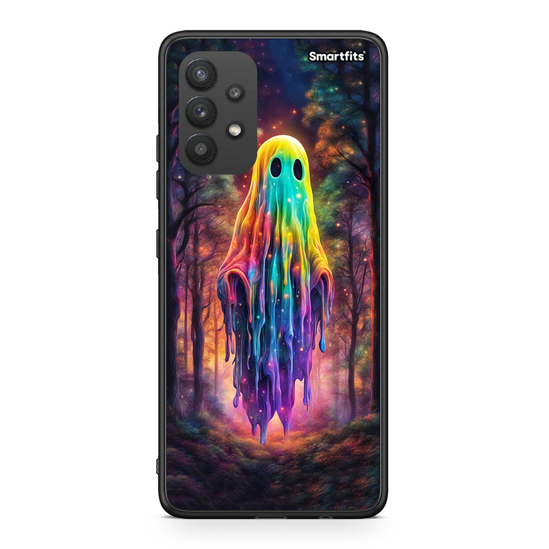 Samsung A32 4G Halloween Ghost θήκη από τη Smartfits με σχέδιο στο πίσω μέρος και μαύρο περίβλημα | Smartphone case with colorful back and black bezels by Smartfits