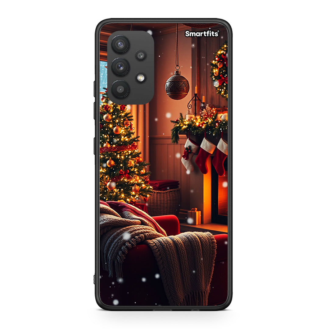 Samsung A32 4G Home For Christmas θήκη από τη Smartfits με σχέδιο στο πίσω μέρος και μαύρο περίβλημα | Smartphone case with colorful back and black bezels by Smartfits