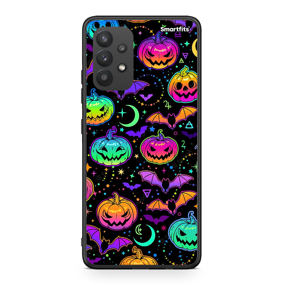Samsung A32 4G Neon Halloween θήκη από τη Smartfits με σχέδιο στο πίσω μέρος και μαύρο περίβλημα | Smartphone case with colorful back and black bezels by Smartfits
