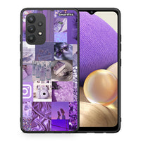 Thumbnail for Θήκη Samsung A32 4G Purple Aesthetic Collage από τη Smartfits με σχέδιο στο πίσω μέρος και μαύρο περίβλημα | Samsung A32 4G Purple Aesthetic Collage case with colorful back and black bezels