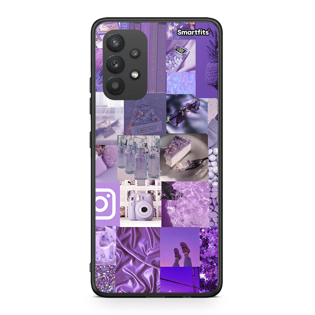 Samsung A32 4G Purple Aesthetic Collage θήκη από τη Smartfits με σχέδιο στο πίσω μέρος και μαύρο περίβλημα | Smartphone case with colorful back and black bezels by Smartfits