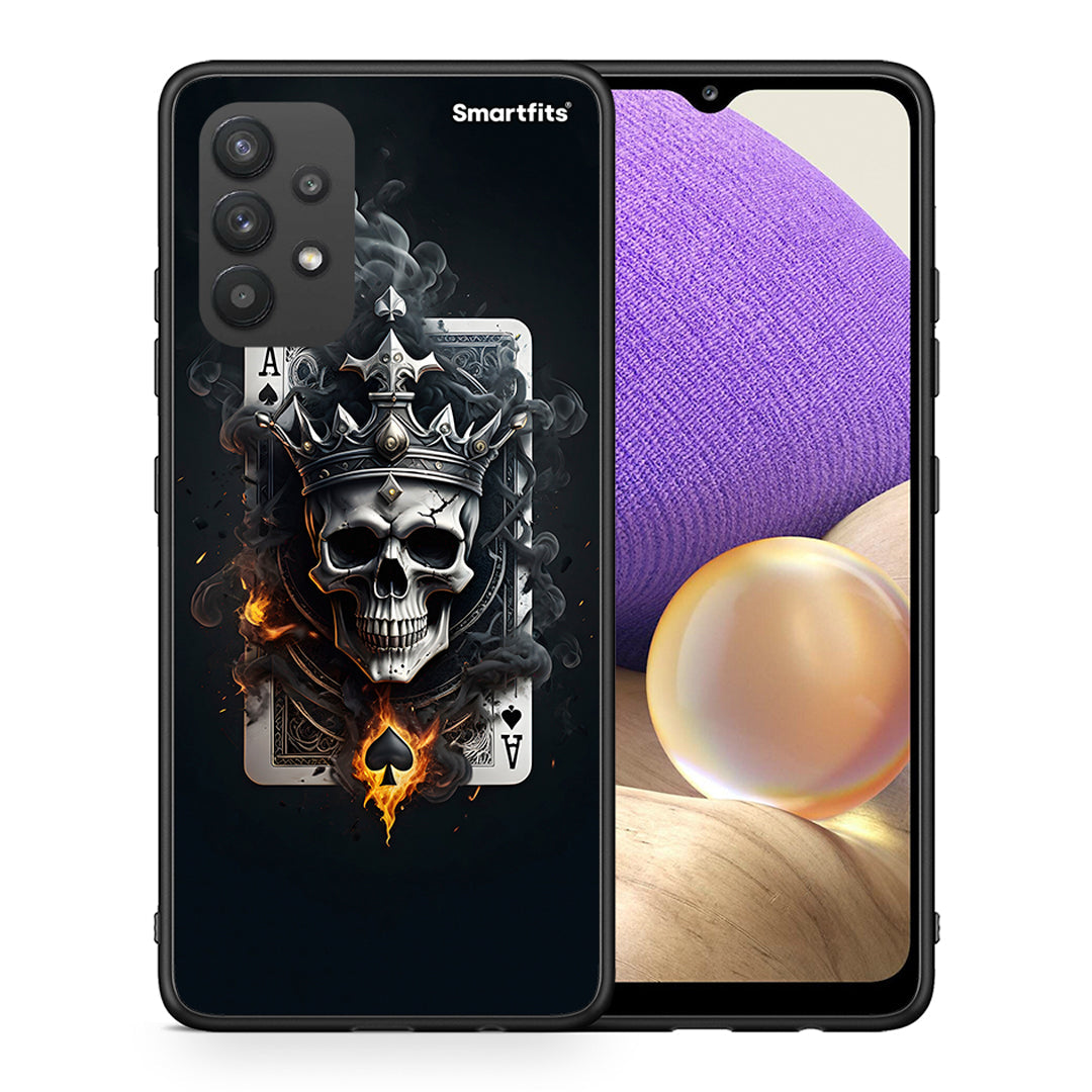 Θήκη Samsung A32 4G Skull King Ace από τη Smartfits με σχέδιο στο πίσω μέρος και μαύρο περίβλημα | Samsung A32 4G Skull King Ace case with colorful back and black bezels