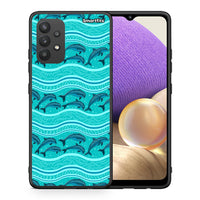 Thumbnail for Θήκη Samsung A32 4G Swimming Dolphins από τη Smartfits με σχέδιο στο πίσω μέρος και μαύρο περίβλημα | Samsung A32 4G Swimming Dolphins case with colorful back and black bezels