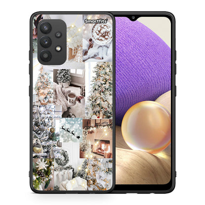 Θήκη Samsung A32 4G White Christmas από τη Smartfits με σχέδιο στο πίσω μέρος και μαύρο περίβλημα | Samsung A32 4G White Christmas case with colorful back and black bezels