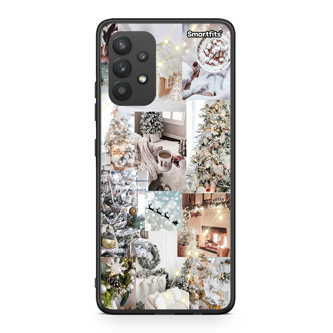 Samsung A32 4G White Christmas θήκη από τη Smartfits με σχέδιο στο πίσω μέρος και μαύρο περίβλημα | Smartphone case with colorful back and black bezels by Smartfits