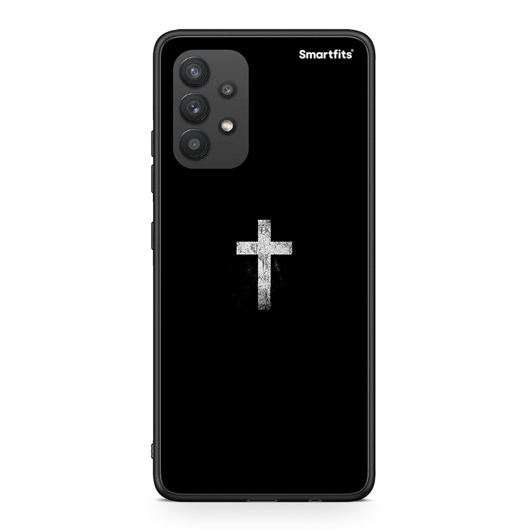 Samsung A32 4G White Cross θήκη από τη Smartfits με σχέδιο στο πίσω μέρος και μαύρο περίβλημα | Smartphone case with colorful back and black bezels by Smartfits