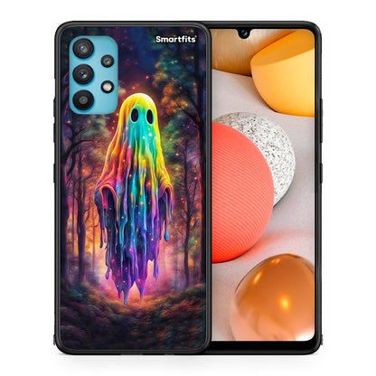 Θήκη Samsung Galaxy A32 5G  Halloween Ghost από τη Smartfits με σχέδιο στο πίσω μέρος και μαύρο περίβλημα | Samsung Galaxy A32 5G  Halloween Ghost case with colorful back and black bezels