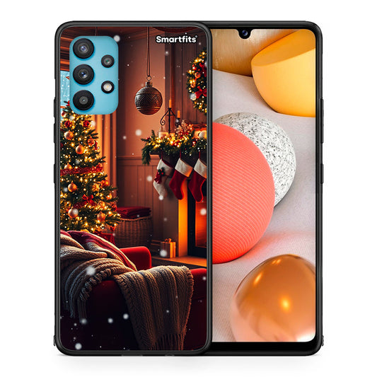 Θήκη Samsung Galaxy A32 5G  Home For Christmas από τη Smartfits με σχέδιο στο πίσω μέρος και μαύρο περίβλημα | Samsung Galaxy A32 5G  Home For Christmas case with colorful back and black bezels