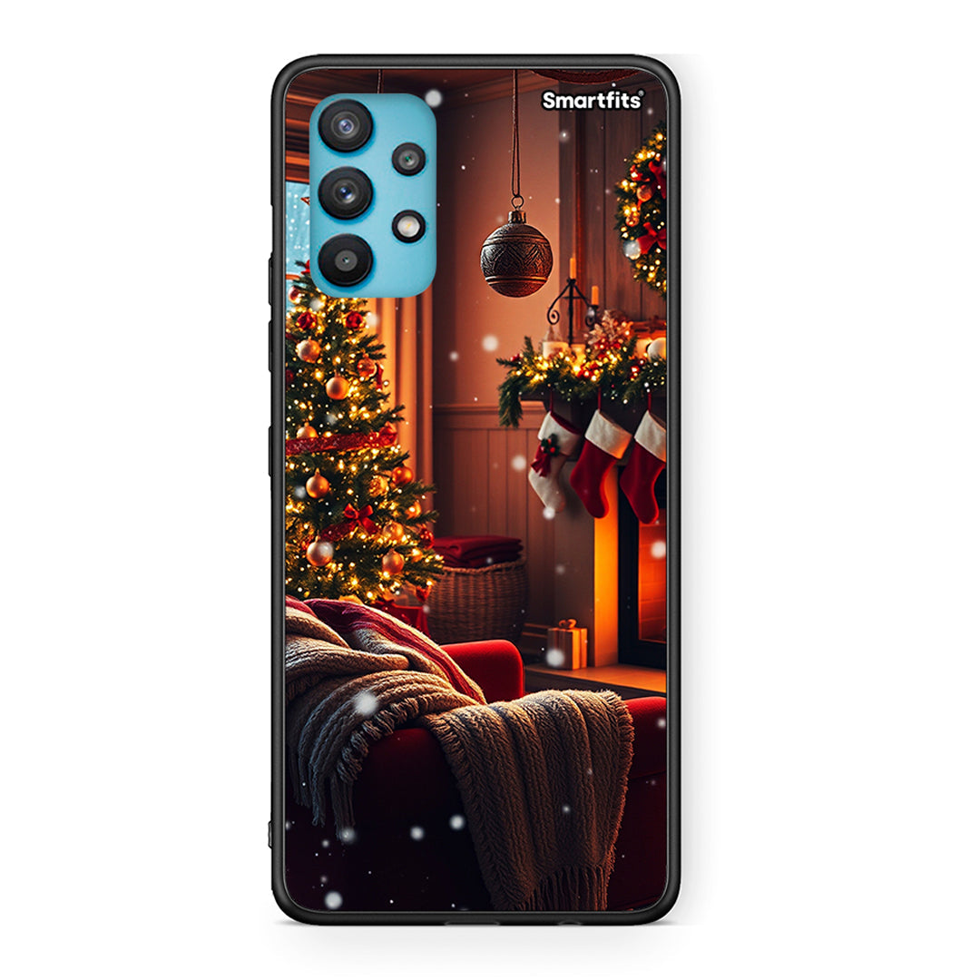 Samsung Galaxy A32 5G  Home For Christmas θήκη από τη Smartfits με σχέδιο στο πίσω μέρος και μαύρο περίβλημα | Smartphone case with colorful back and black bezels by Smartfits