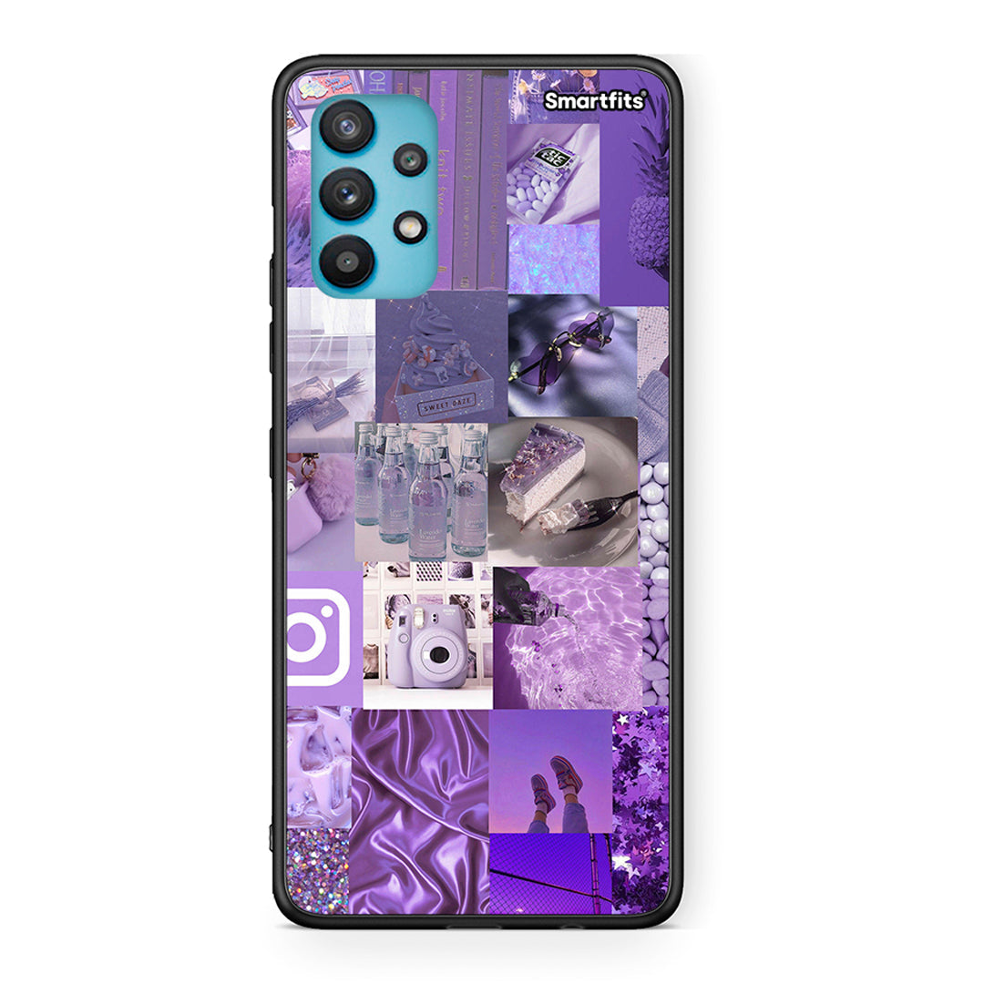 Samsung Galaxy A32 5G  Purple Aesthetic Collage θήκη από τη Smartfits με σχέδιο στο πίσω μέρος και μαύρο περίβλημα | Smartphone case with colorful back and black bezels by Smartfits