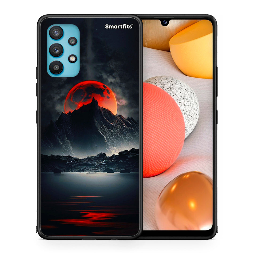 Θήκη Samsung Galaxy A32 5G  Red Full Moon από τη Smartfits με σχέδιο στο πίσω μέρος και μαύρο περίβλημα | Samsung Galaxy A32 5G  Red Full Moon case with colorful back and black bezels