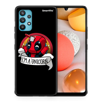Θήκη Samsung Galaxy A32 5G  Unicorn Deadpool από τη Smartfits με σχέδιο στο πίσω μέρος και μαύρο περίβλημα | Samsung Galaxy A32 5G  Unicorn Deadpool case with colorful back and black bezels
