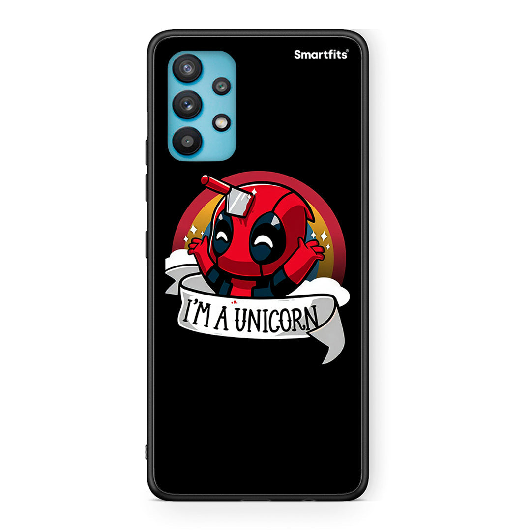 Samsung Galaxy A32 5G  Unicorn Deadpool θήκη από τη Smartfits με σχέδιο στο πίσω μέρος και μαύρο περίβλημα | Smartphone case with colorful back and black bezels by Smartfits