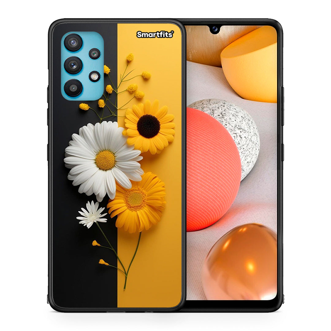 Θήκη Samsung Galaxy A32 5G  Yellow Daisies από τη Smartfits με σχέδιο στο πίσω μέρος και μαύρο περίβλημα | Samsung Galaxy A32 5G  Yellow Daisies case with colorful back and black bezels