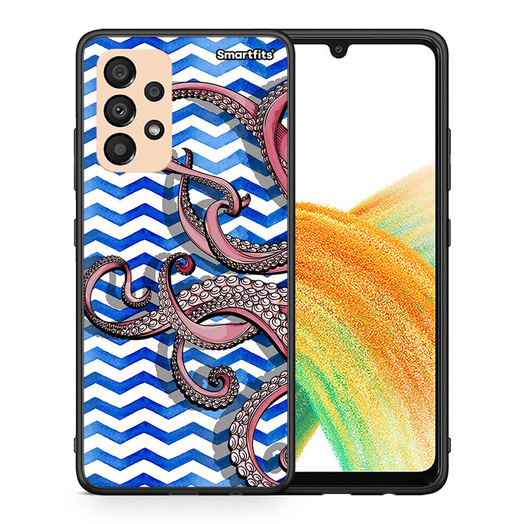 Θήκη Samsung A33 5G Chevron Devilfish από τη Smartfits με σχέδιο στο πίσω μέρος και μαύρο περίβλημα | Samsung A33 5G Chevron Devilfish case with colorful back and black bezels