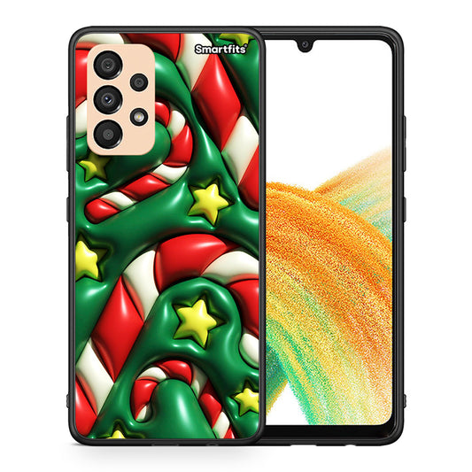 Θήκη Samsung A33 5G Christmas Bubbles από τη Smartfits με σχέδιο στο πίσω μέρος και μαύρο περίβλημα | Samsung A33 5G Christmas Bubbles case with colorful back and black bezels