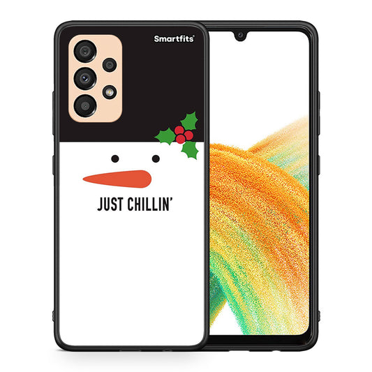 Θήκη Samsung A33 5G Christmas Chillin από τη Smartfits με σχέδιο στο πίσω μέρος και μαύρο περίβλημα | Samsung A33 5G Christmas Chillin case with colorful back and black bezels