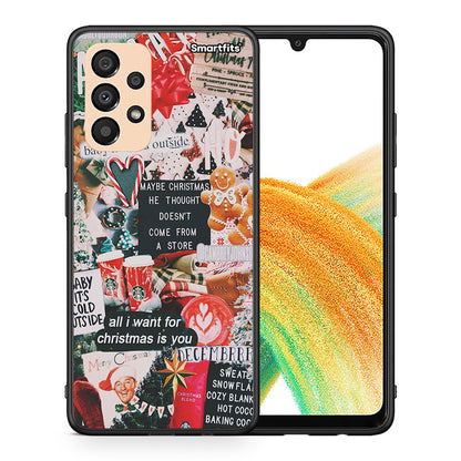 Θήκη Samsung A33 5G Christmas Happiness από τη Smartfits με σχέδιο στο πίσω μέρος και μαύρο περίβλημα | Samsung A33 5G Christmas Happiness case with colorful back and black bezels