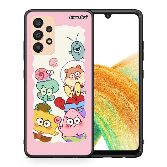 Θήκη Samsung A33 5G Cute Companion από τη Smartfits με σχέδιο στο πίσω μέρος και μαύρο περίβλημα | Samsung A33 5G Cute Companion case with colorful back and black bezels