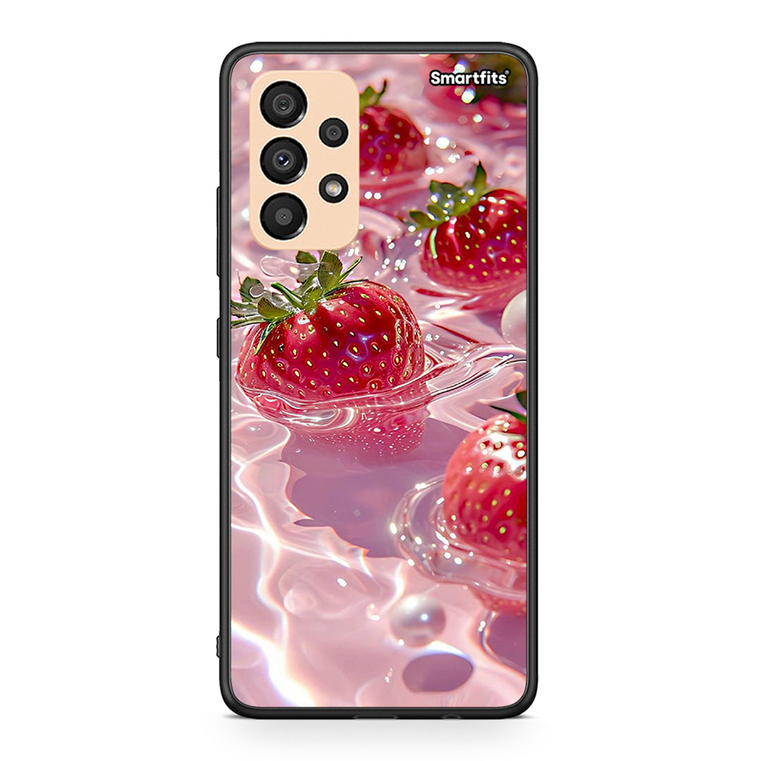 Samsung A33 5G Juicy Strawberries θήκη από τη Smartfits με σχέδιο στο πίσω μέρος και μαύρο περίβλημα | Smartphone case with colorful back and black bezels by Smartfits