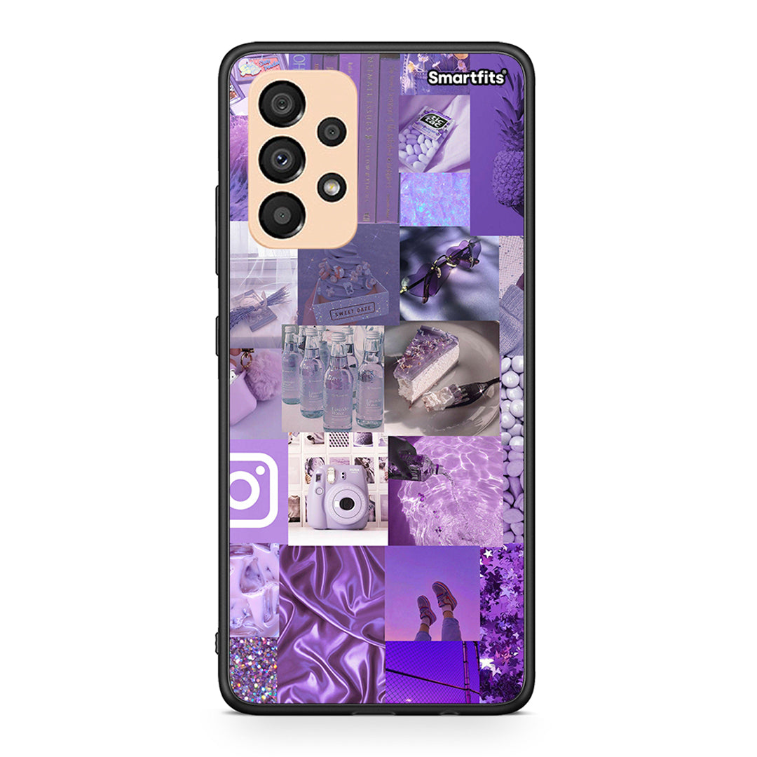 Samsung A33 5G Purple Aesthetic Collage θήκη από τη Smartfits με σχέδιο στο πίσω μέρος και μαύρο περίβλημα | Smartphone case with colorful back and black bezels by Smartfits