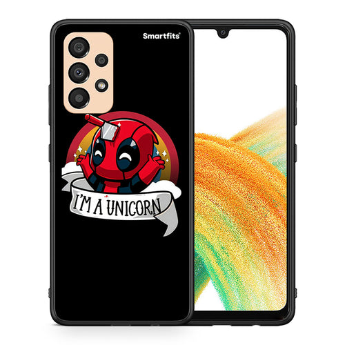 Θήκη Samsung A33 5G Unicorn Deadpool από τη Smartfits με σχέδιο στο πίσω μέρος και μαύρο περίβλημα | Samsung A33 5G Unicorn Deadpool case with colorful back and black bezels