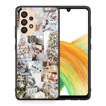 Θήκη Samsung A33 5G White Christmas από τη Smartfits με σχέδιο στο πίσω μέρος και μαύρο περίβλημα | Samsung A33 5G White Christmas case with colorful back and black bezels