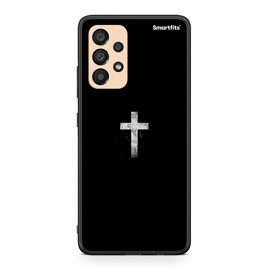 Samsung A33 5G White Cross θήκη από τη Smartfits με σχέδιο στο πίσω μέρος και μαύρο περίβλημα | Smartphone case with colorful back and black bezels by Smartfits