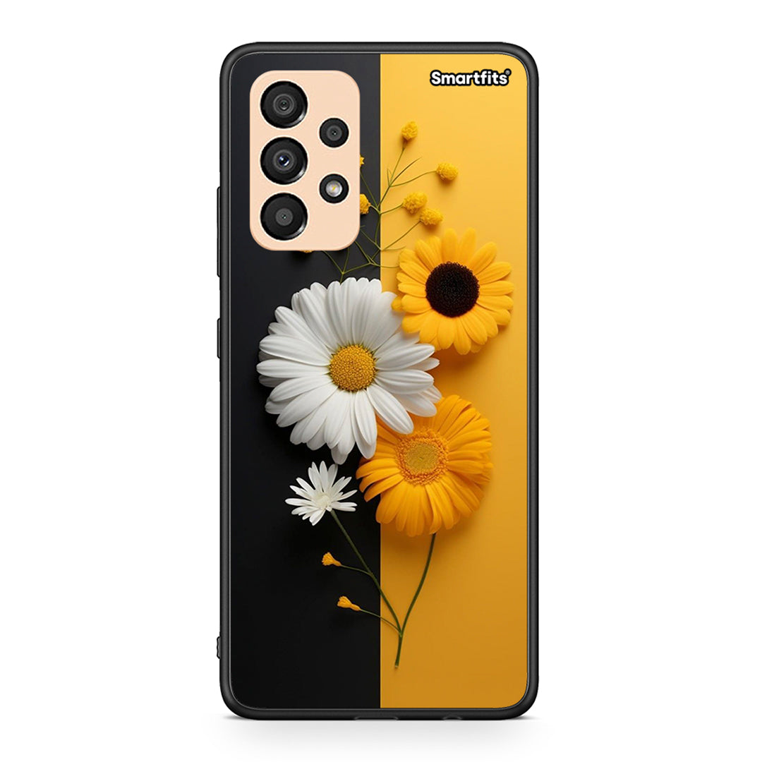 Samsung A33 5G Yellow Daisies θήκη από τη Smartfits με σχέδιο στο πίσω μέρος και μαύρο περίβλημα | Smartphone case with colorful back and black bezels by Smartfits