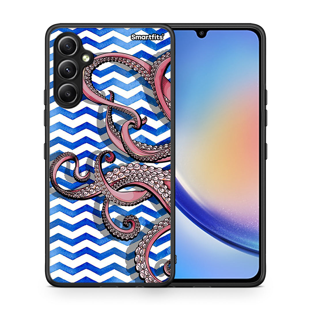 Θήκη Samsung Galaxy A34 Chevron Devilfish από τη Smartfits με σχέδιο στο πίσω μέρος και μαύρο περίβλημα | Samsung Galaxy A34 Chevron Devilfish Case with Colorful Back and Black Bezels