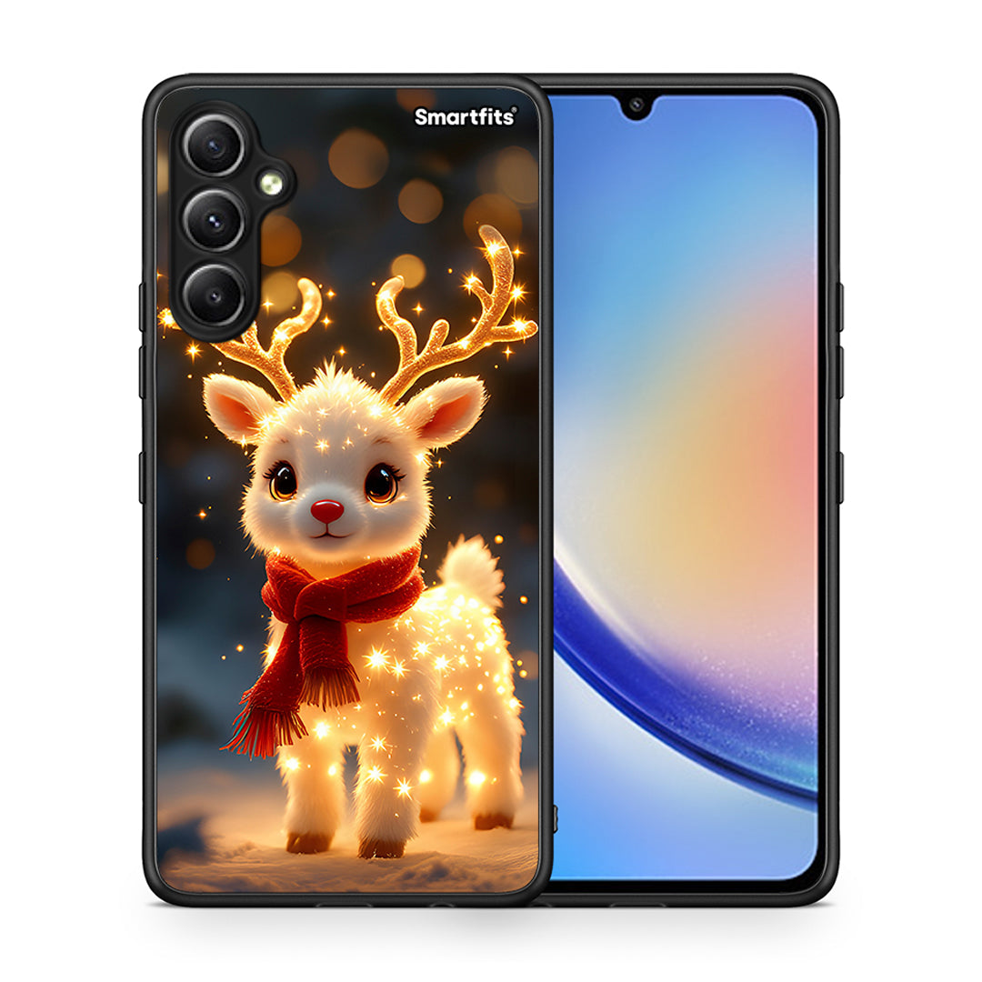 Θήκη Samsung Galaxy A34 Christmas Cutie από τη Smartfits με σχέδιο στο πίσω μέρος και μαύρο περίβλημα | Samsung Galaxy A34 Christmas Cutie Case with Colorful Back and Black Bezels