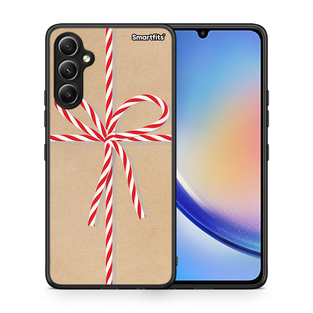 Θήκη Samsung Galaxy A34 Christmas Gift από τη Smartfits με σχέδιο στο πίσω μέρος και μαύρο περίβλημα | Samsung Galaxy A34 Christmas Gift Case with Colorful Back and Black Bezels