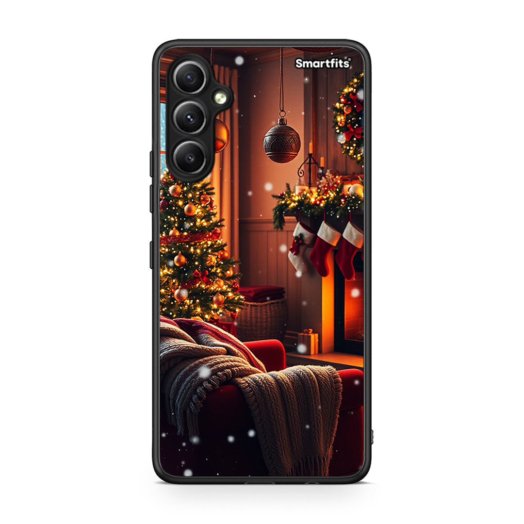 Θήκη Samsung Galaxy A34 Home For Christmas από τη Smartfits με σχέδιο στο πίσω μέρος και μαύρο περίβλημα | Samsung Galaxy A34 Home For Christmas Case with Colorful Back and Black Bezels