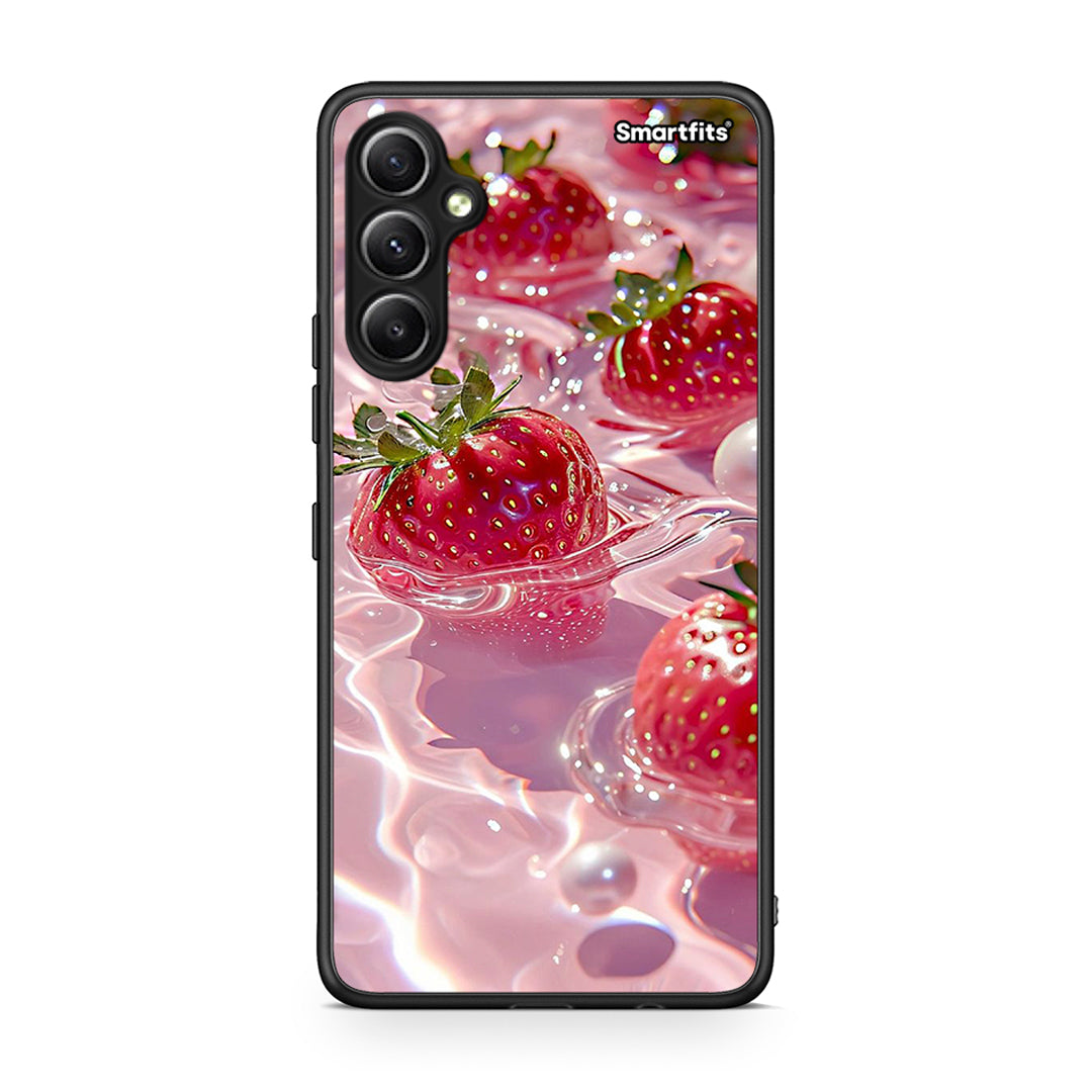 Θήκη Samsung Galaxy A34 Juicy Strawberries από τη Smartfits με σχέδιο στο πίσω μέρος και μαύρο περίβλημα | Samsung Galaxy A34 Juicy Strawberries Case with Colorful Back and Black Bezels