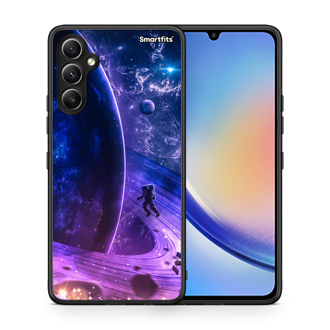 Θήκη Samsung Galaxy A34 Lost Astronaut από τη Smartfits με σχέδιο στο πίσω μέρος και μαύρο περίβλημα | Samsung Galaxy A34 Lost Astronaut Case with Colorful Back and Black Bezels