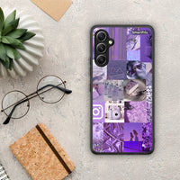 Thumbnail for Θήκη Samsung Galaxy A34 Purple Aesthetic Collage από τη Smartfits με σχέδιο στο πίσω μέρος και μαύρο περίβλημα | Samsung Galaxy A34 Purple Aesthetic Collage Case with Colorful Back and Black Bezels