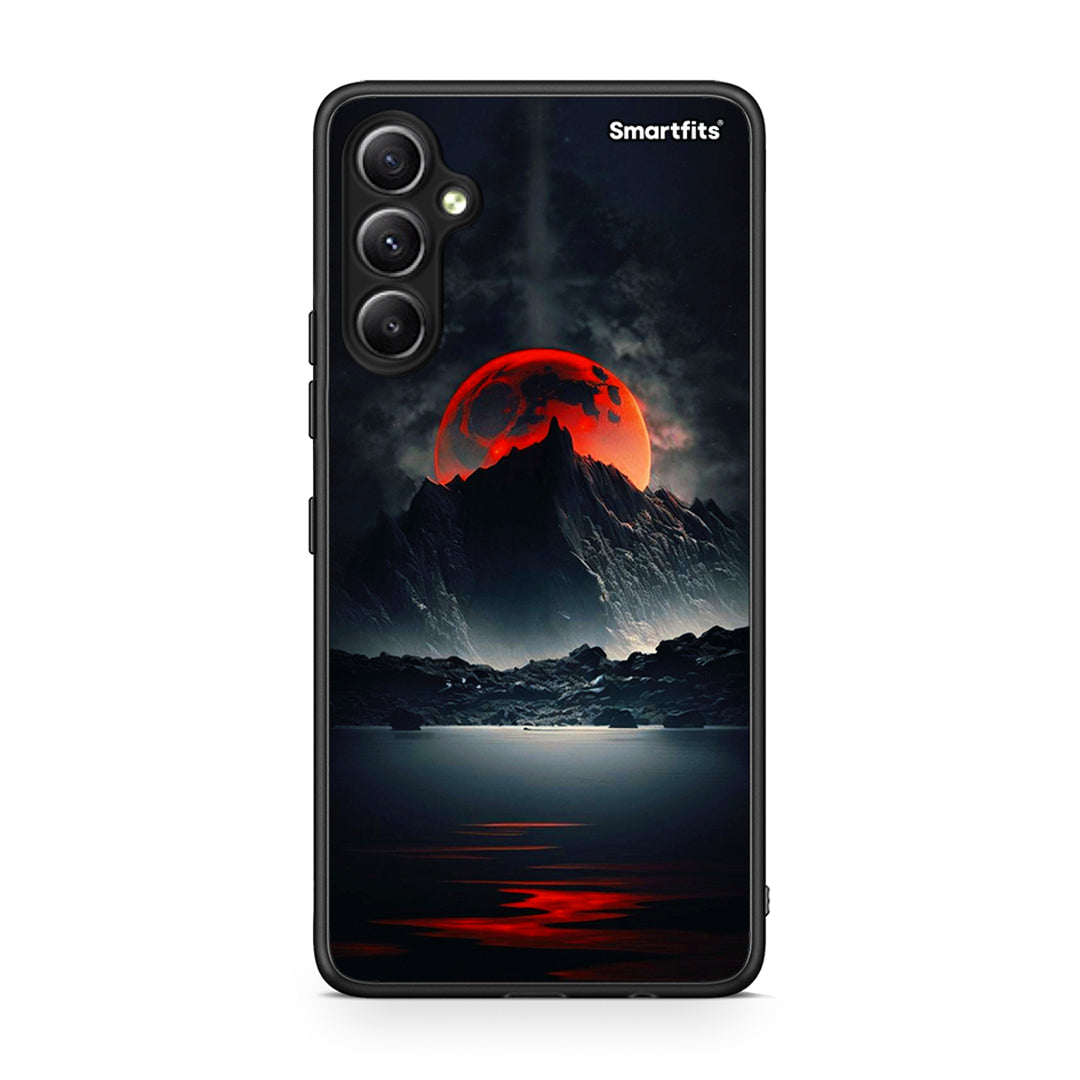 Θήκη Samsung Galaxy A34 Red Full Moon από τη Smartfits με σχέδιο στο πίσω μέρος και μαύρο περίβλημα | Samsung Galaxy A34 Red Full Moon Case with Colorful Back and Black Bezels