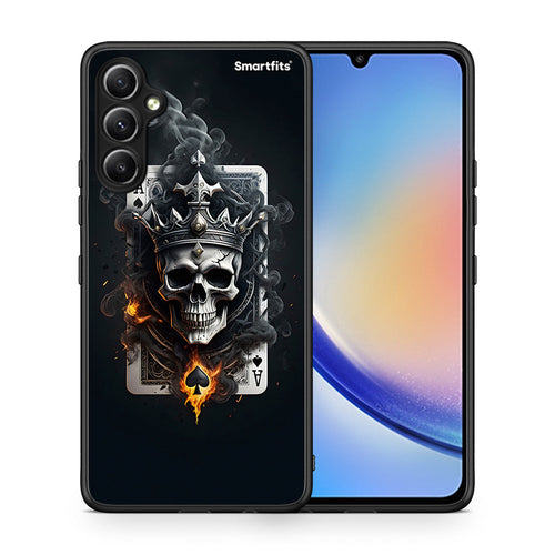 Θήκη Samsung Galaxy A34 Skull King Ace από τη Smartfits με σχέδιο στο πίσω μέρος και μαύρο περίβλημα | Samsung Galaxy A34 Skull King Ace Case with Colorful Back and Black Bezels