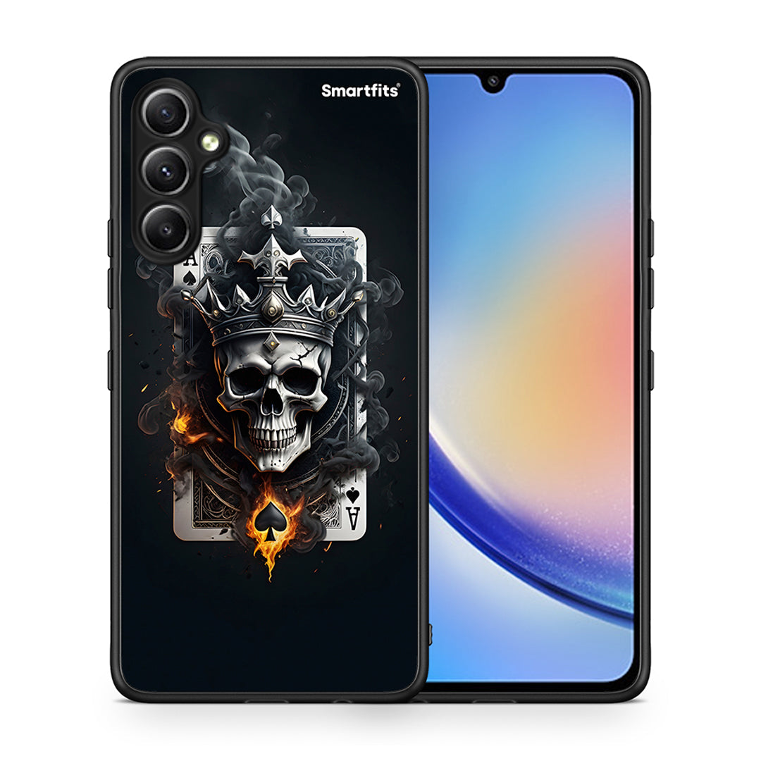 Θήκη Samsung Galaxy A34 Skull King Ace από τη Smartfits με σχέδιο στο πίσω μέρος και μαύρο περίβλημα | Samsung Galaxy A34 Skull King Ace Case with Colorful Back and Black Bezels