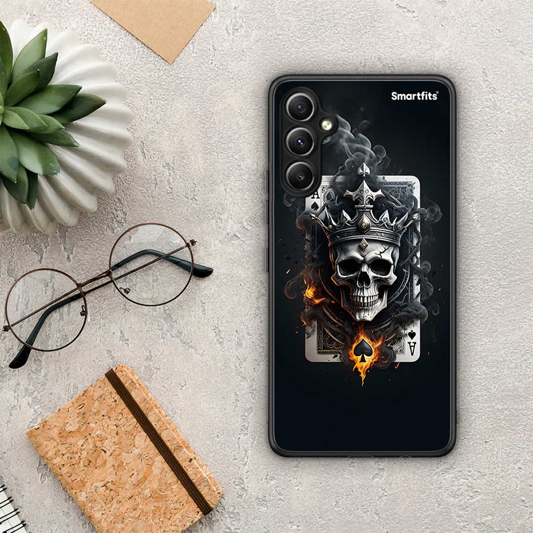 Θήκη Samsung Galaxy A34 Skull King Ace από τη Smartfits με σχέδιο στο πίσω μέρος και μαύρο περίβλημα | Samsung Galaxy A34 Skull King Ace Case with Colorful Back and Black Bezels