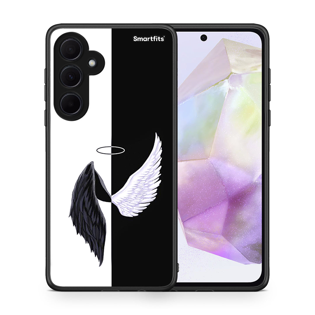 Θήκη Samsung Galaxy A35 Angels Demons από τη Smartfits με σχέδιο στο πίσω μέρος και μαύρο περίβλημα | Samsung Galaxy A35 Angels Demons case with colorful back and black bezels