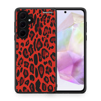 Thumbnail for Θήκη Samsung Galaxy A35 Red Leopard Animal από τη Smartfits με σχέδιο στο πίσω μέρος και μαύρο περίβλημα | Samsung Galaxy A35 Red Leopard Animal case with colorful back and black bezels